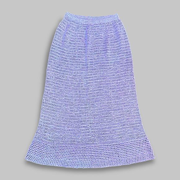 Vintage Lavender Hand-Knit A-Line Midi Skirt – Women’s Size S/M